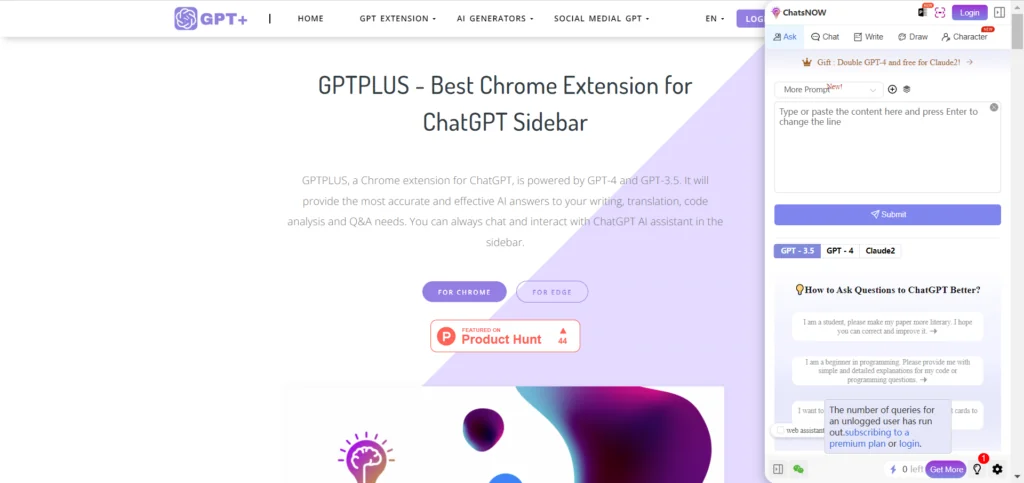 GPTPLUS ChatsNow Assistant in Microsoft Edge