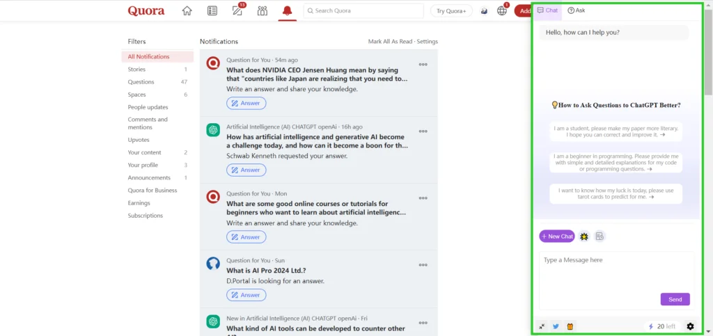 ChatSider AI assistant in Microsoft Edge