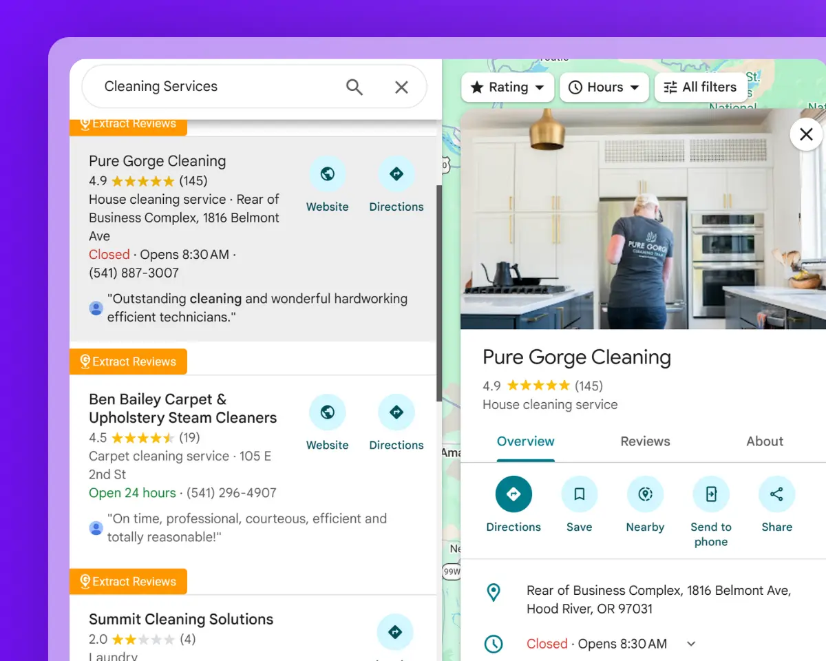 Local cleaning service providers collected for supplier and partner research